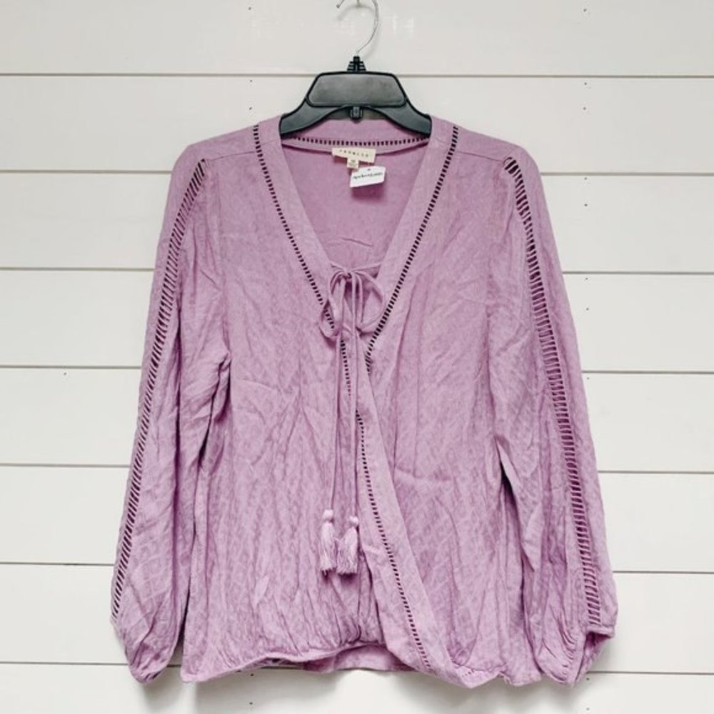 New Promesa Apricot Lane Boutique Purple Surplice boho Blouse |  Size M